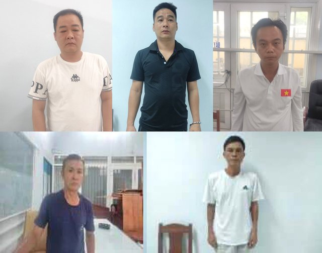 Các đối tượng trong đường dây cá độ bóng đá bị Công an Đà Nẵng bắt giữ.